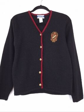 Pendleton vintage wool cardigan preppy crest logo academic old money ivy league